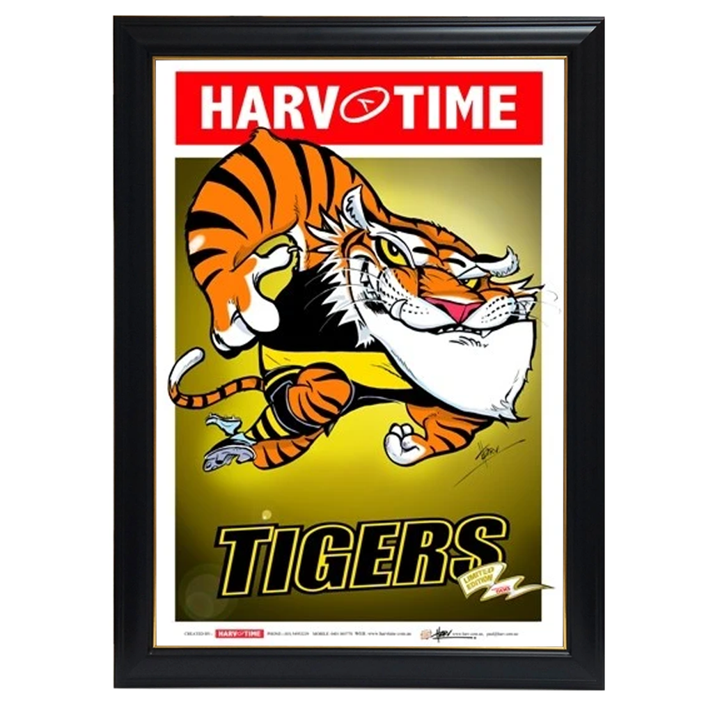 Richmond Tigers Mascot, Harv Time Print Framed - 4249