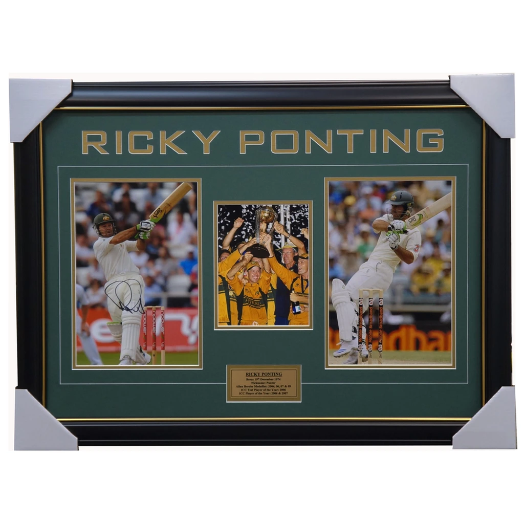 Ricky Ponting Signed Australia Cricket Photo Collage Framed - 3656