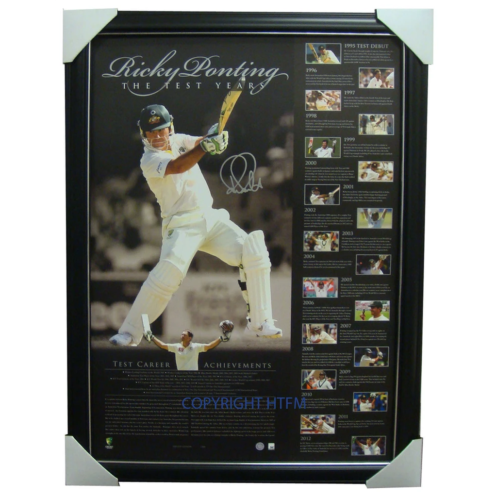 Ricky Ponting Test Matches Retirement Signed Print Framed Official Acb - 2668