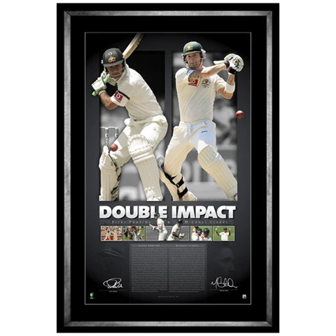 Ricky Ponting & Michael Clarke Double Impact Signed Official Licensed Print Framed - 3943