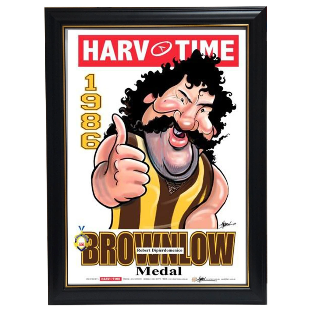 Robert Dipierdomenico 1986 Brownlow Hawthorn Harv Time Limited Edition Print Framed - 3610