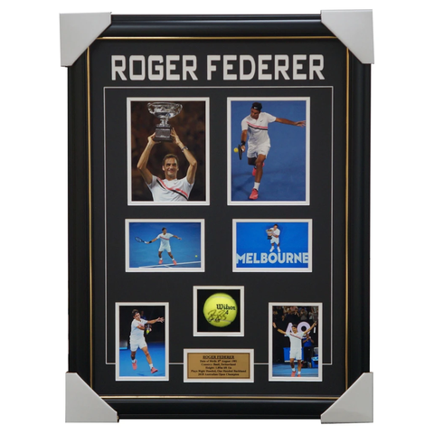 Roger Federer Signed Tennis Ball Box Framed 2018 Australian Open Champion - 2498