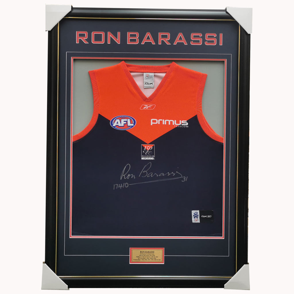 Ron Barassi Melbourne L/e 150 Year Signed Afl Jumper Framed - 3807