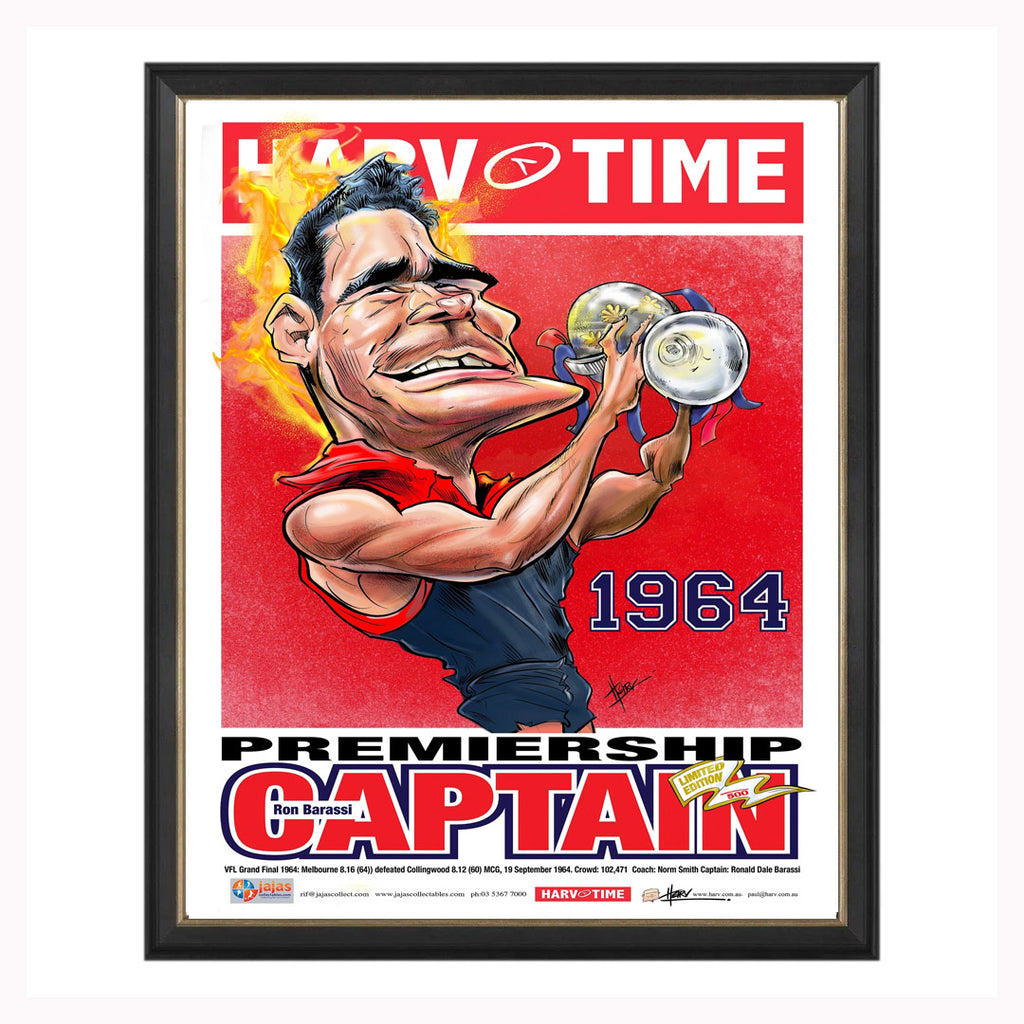 Ron Barassi Melbourne Premiership Captain Harv Time L/E Print Framed - 5055