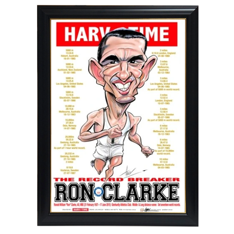 Ron Clarke, Record Breaker, Harv Time Print Framed - 4090