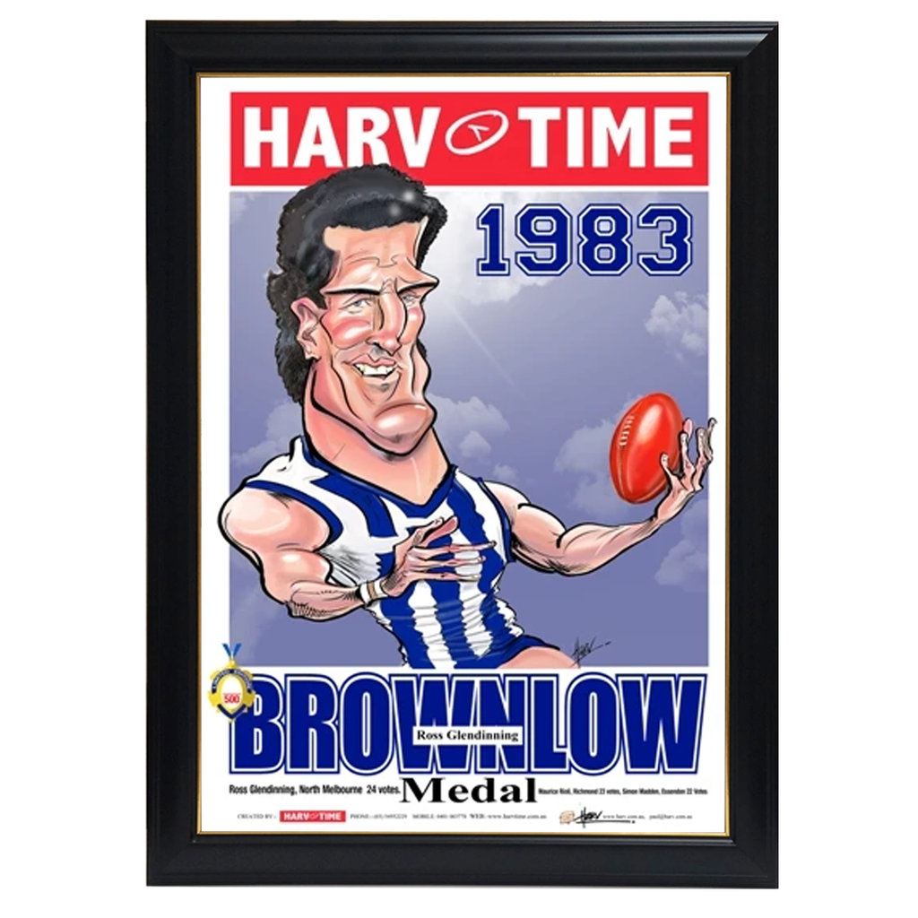 Ross Glendinning, 1983 Brownlow Harv Time Print Framed - 4244