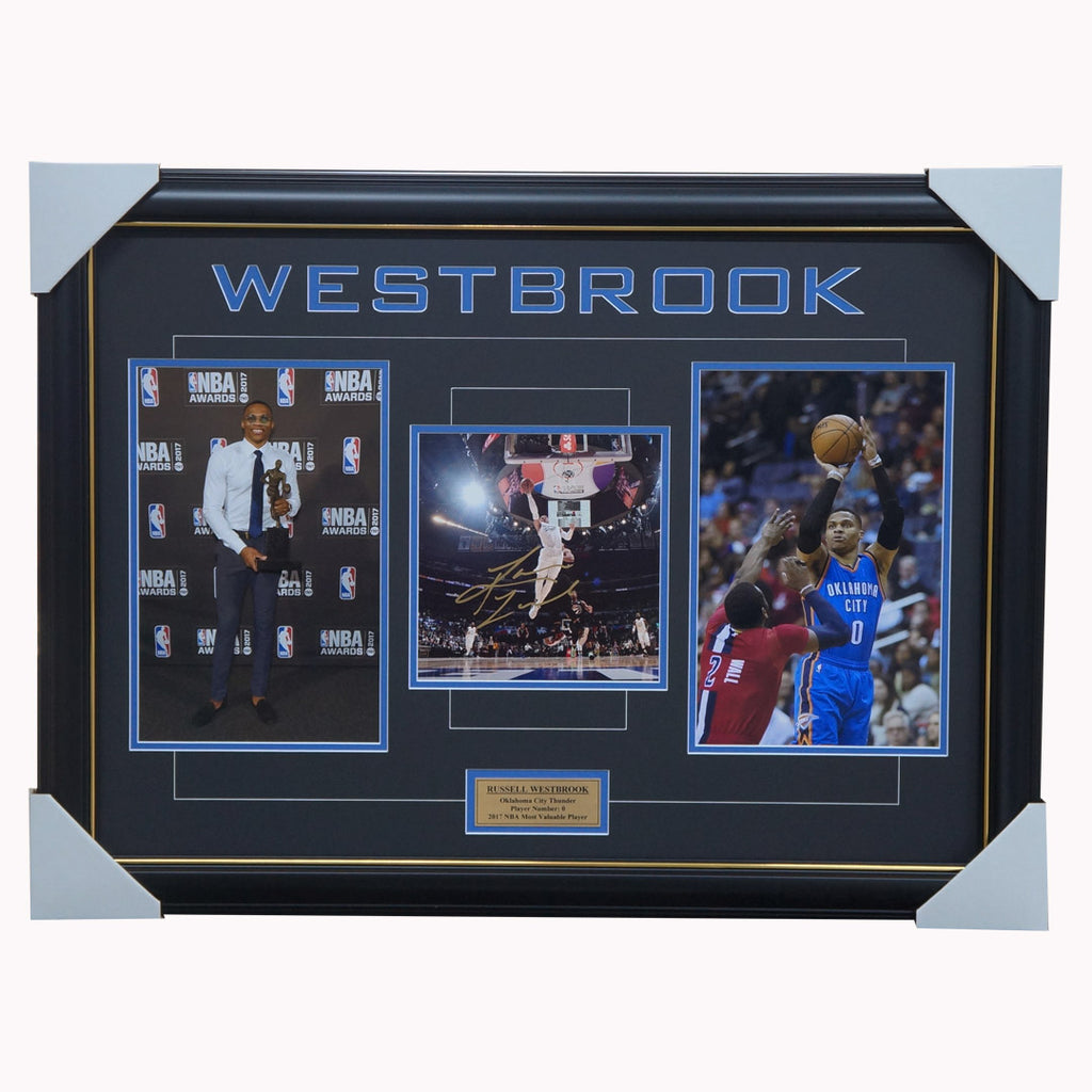 Russell Westbrook Signed Oklahoma City Thunder Nba Collage Framed+ Coa Nba Mvp - 3563