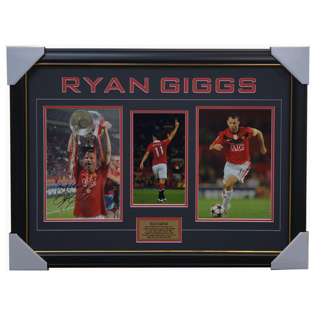 Ryan Giggs Signed Manchester United Photo Framed With Plaque + Coa - 3773