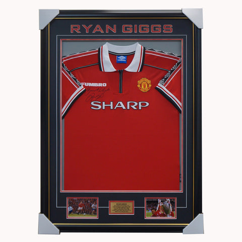 Ryan Giggs Signed Manchester United Jersey Framed with Plaque - 4505