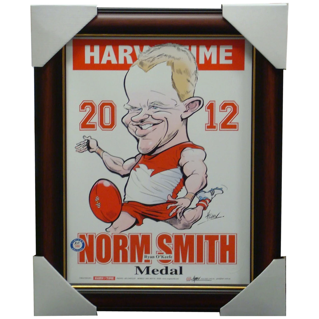 Ryan O'keefe Sydney Swans 2012 Norm Smith Medallist Harv Time L/e Print Framed - 1413