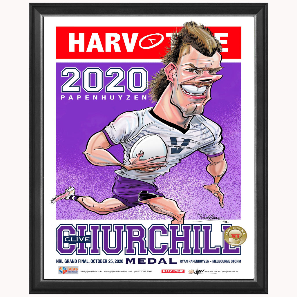 Ryan Papenhuyzen Melbourne Storm 2020 Clive Churchill L/e Harv Time Print Framed - 4691