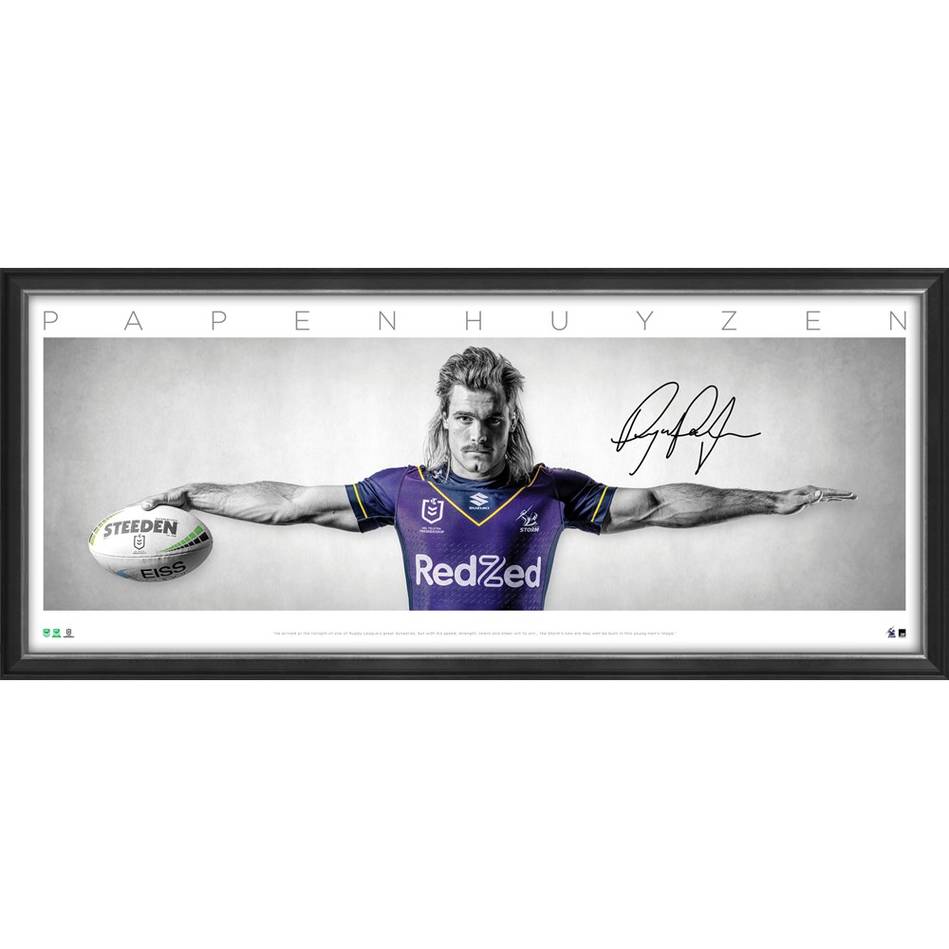 Ryan Papenhuyzen Signed Melbourne Storm Wings Official NRL Print Framed - 5206