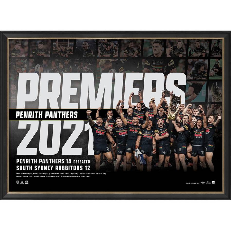 Penrith Panthers 2021 NRL Premiers Official Sportsprint Framed - 4896
