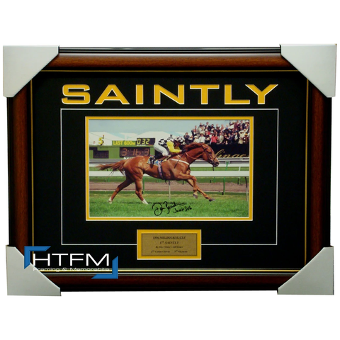 Saintly Signed Horse Racing Photo Framed 1996 Melbourne Cup Champion - 1204