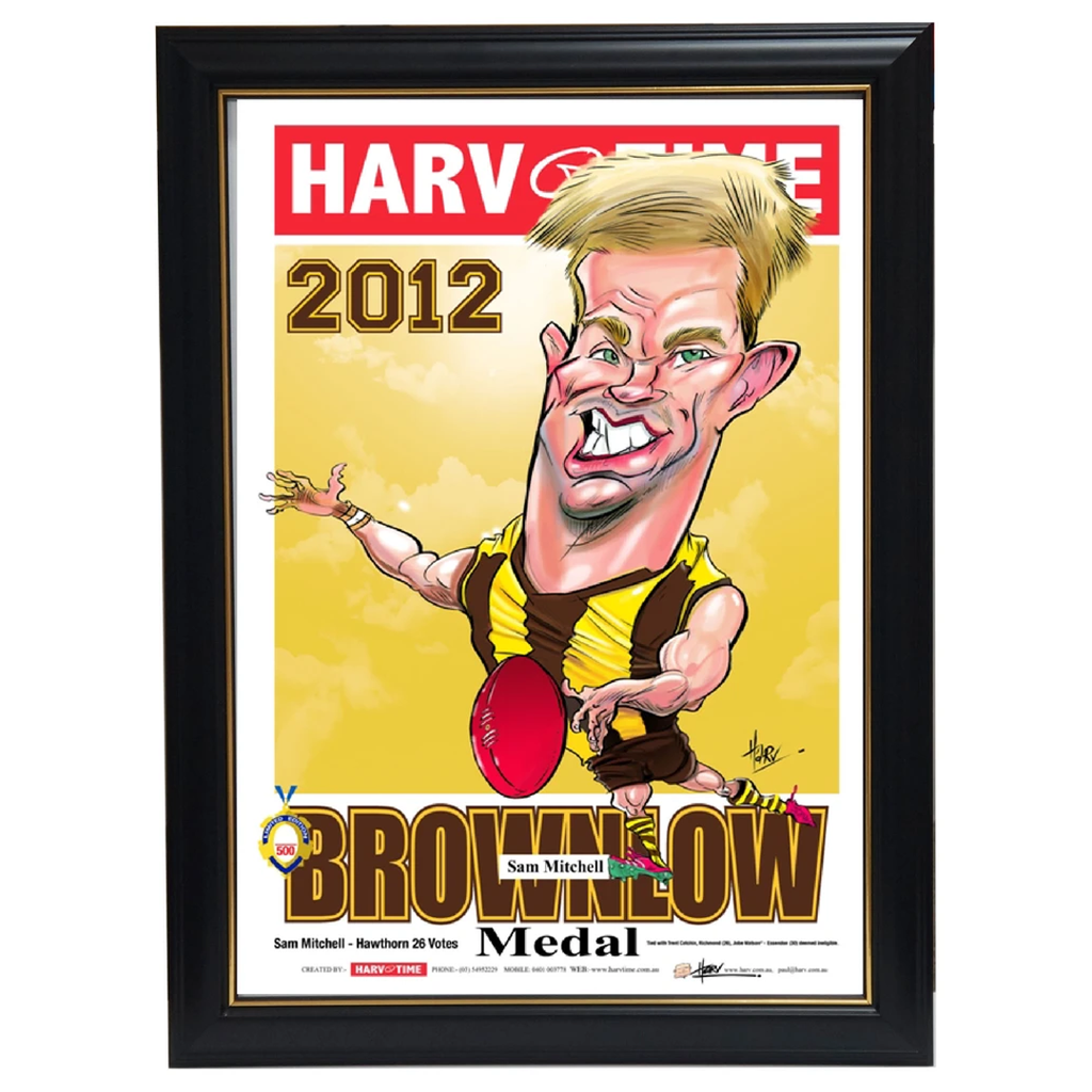 Sam Mitchell 2012 Brownlow Medallist Hawthorn Harv Time L/e Print Framed - 3515