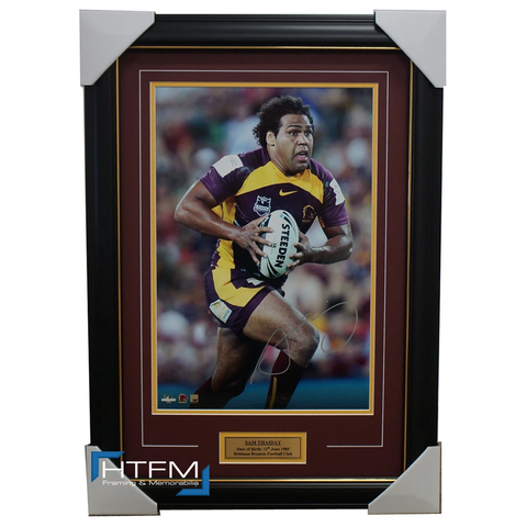 Sam Thaiday Signed Brisbane Broncos Authentic Photo Framed With Plaque Nrl + Coa - 2501