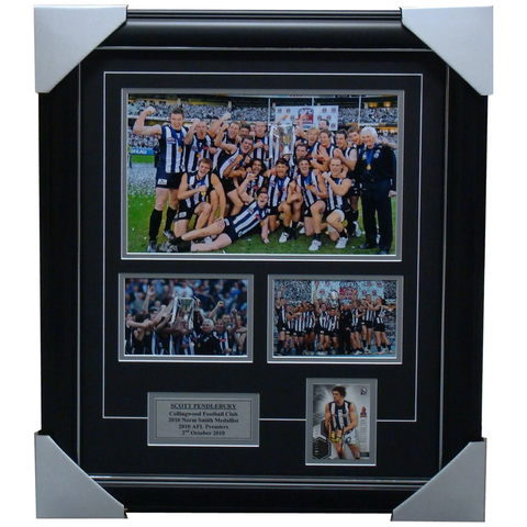 Scott Pendlebury Collingwood 2010 Premiership Signed Card Collage Framed - 3306