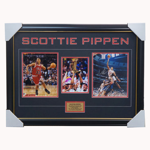 Scottie Pippen Chicago Bulls Signed Photo Collage Framed Nba Champions - 4557