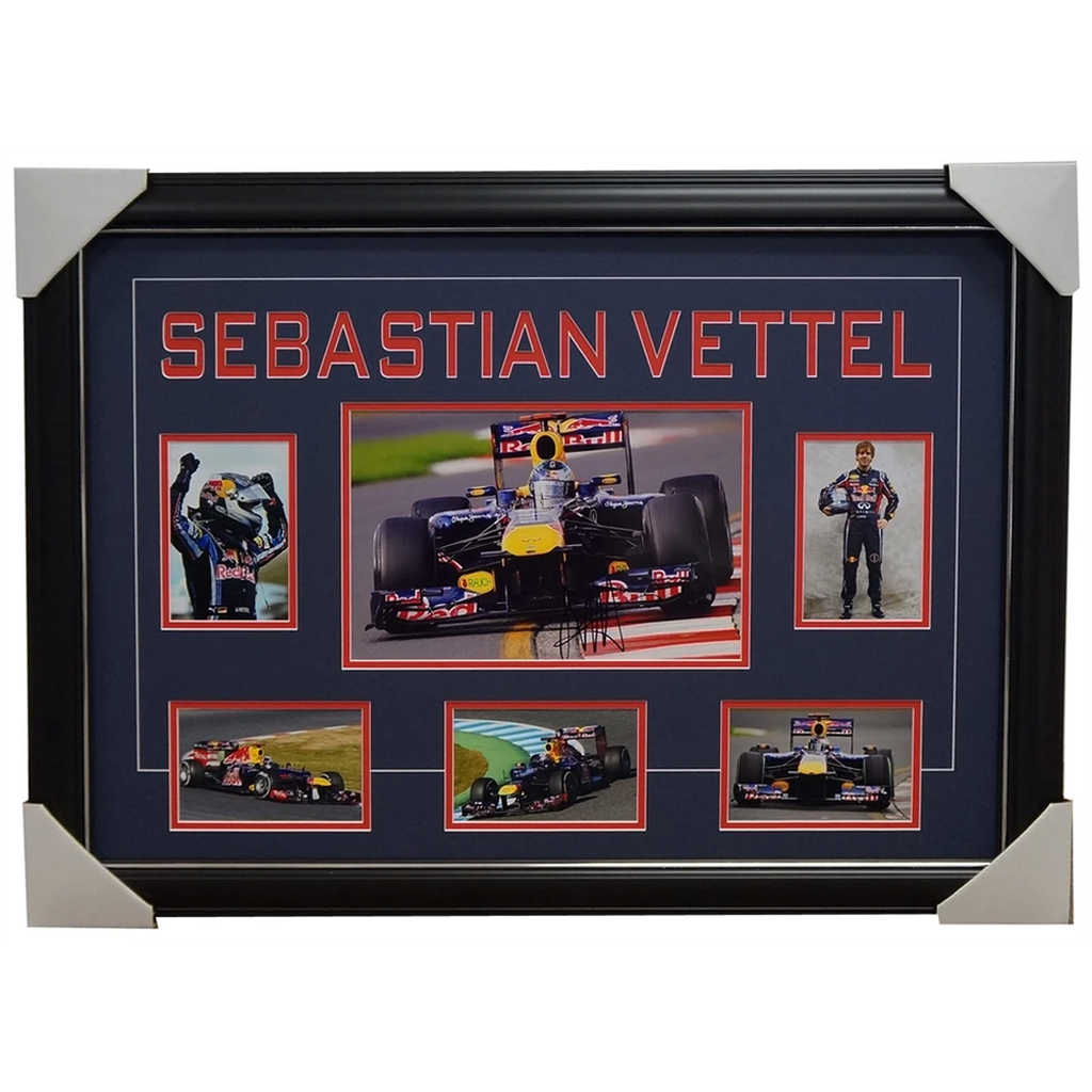 Sebastian Vettel Red Bull World Champion Formula 1 Signed Collage Framed - 1185
