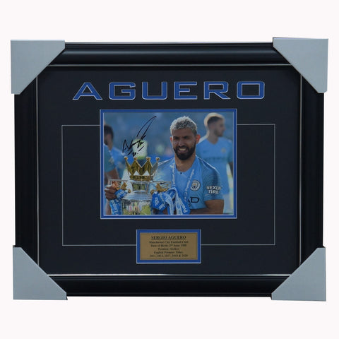 Sergio Aguero Signed Manchester City EPL Champions Photo Framed - 4941