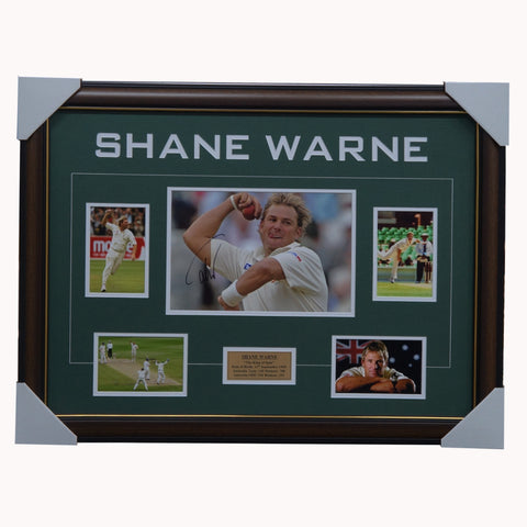 Shane Warne Signed Australia Cricket Photo Collage Framed - 5057