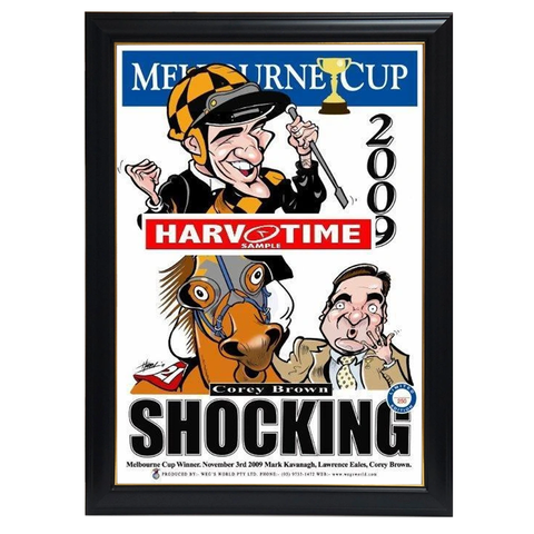 Shocking, 2009 Melbourne Cup, Harv Time Print Framed - 4123