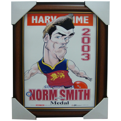 Simon Black Brisbane Lions 2003 Norm Smith Medallist L/e Print Framed - 1576