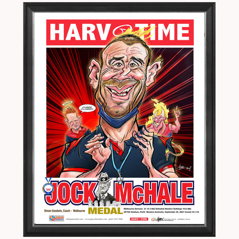 Simon Goodwin Jock McHale 2021 AFL Premiers Melbourne Harv Time Limited Edition Print Framed - 4900