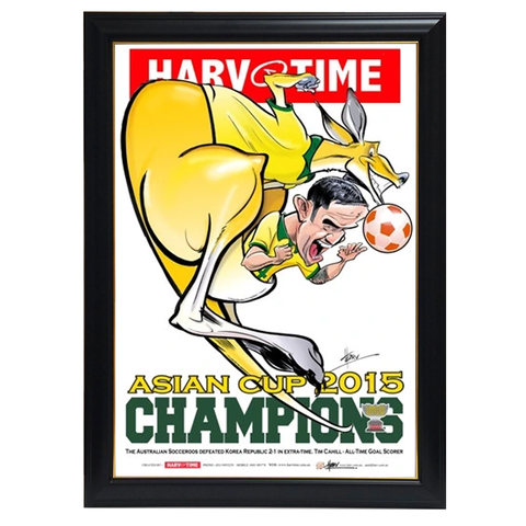 Socceroos 2015 Asian Cup Champions, Harv Time a-league Print Framed - 4261