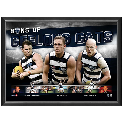 Sons of Geelong Official Afl Print Framed Dangerfield Ablett Jnr Selwood - 3456