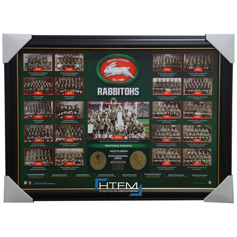 South Sydney Rabbitohs Historical Series Print Framed inc 2014 Premiers - 2613