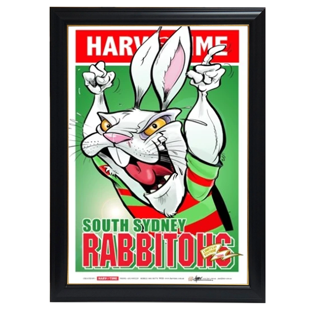 South Sydney Rabbitohs, Nrl Mascot Harv Time Print Framed - 4206