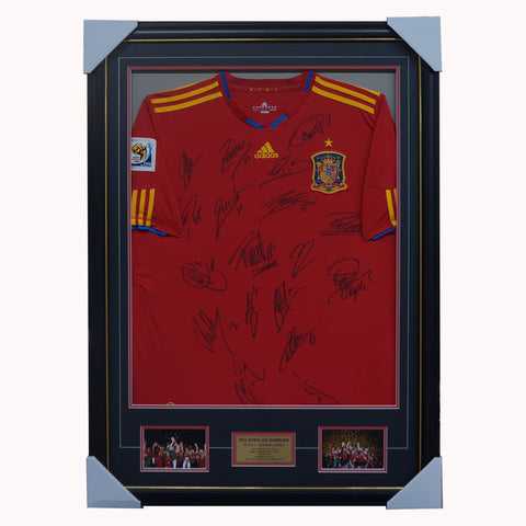 Spain 2010 World Cup Signed Jersey Framed With Photos & Plaque - 2782