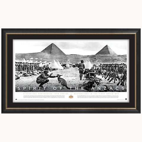 Spirit of the Anzacs Official Australian War Memorial Print Framed Egypt Pyramids New - 3802