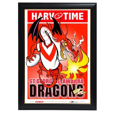 St George Dragons, Nrl Mascot Harv Time Print Framed - 4196