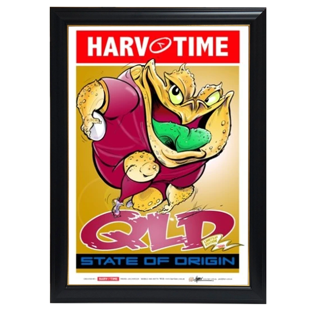 State of Origin Queensland Maroons, Nrl Mascot Print Framed - 4208