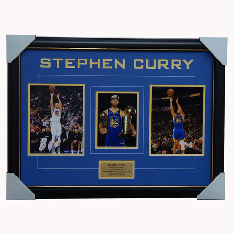 Steph Curry Signed Golden State Warriors Photo Collage Framed NBA Champions - 3295