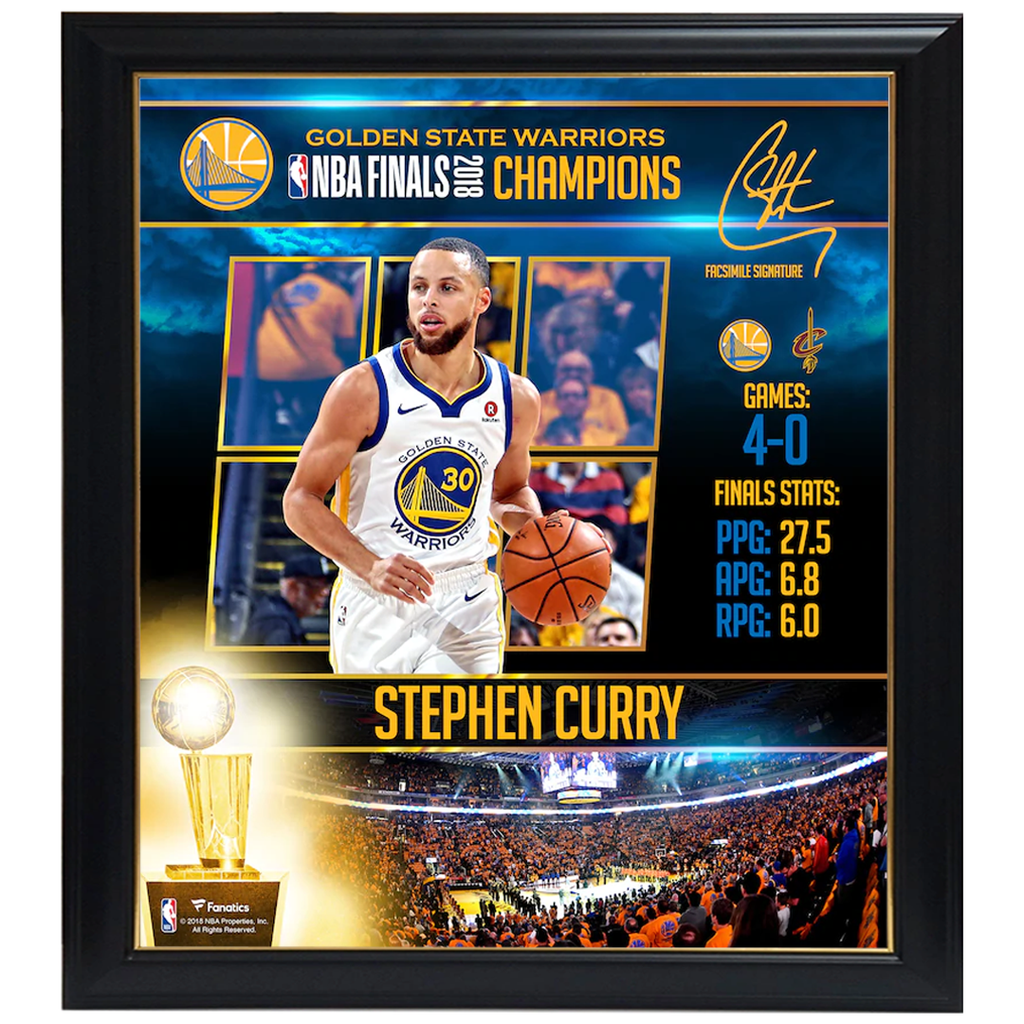 Stephen Curry Golden State Warriors 2018 Nba Finals Champions Player Collage Facsimile Signatures Official Nba Print Framed - 4347