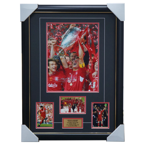 Steven Gerrard Liverpool 2005 Cl Signed Photo Collage Framed - 2673