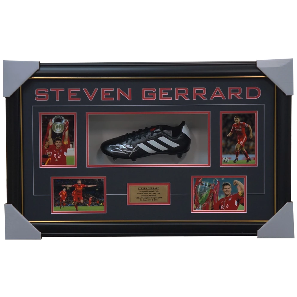 Steven Gerrard Signed Adidas Boot Box Framed Liverpool 2005 Uefa Champions + Coa - 3233