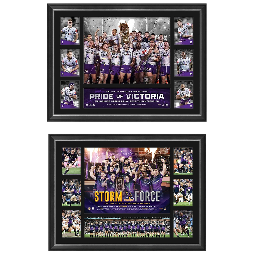 Melbourne Storm 2020 & 2017 Nrl Premiers Official Tribute Print Frame Package - 4568