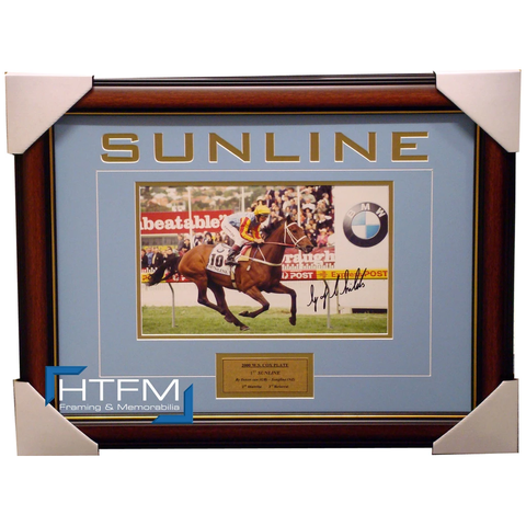 Sunline Signed Horse Racing 2000 Cox Plate Photo Framed Greg Childs - 1205