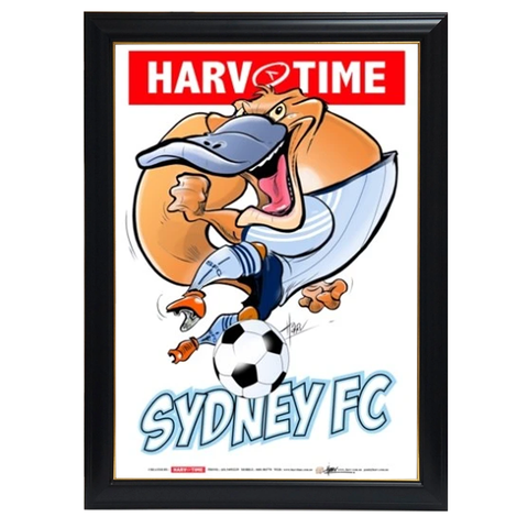 Sydney Fc, a-league Mascot Harv Time Print Framed - 4189