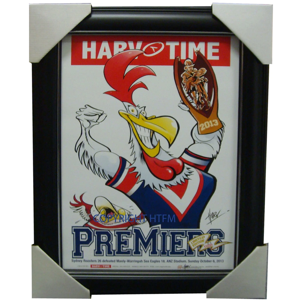 Sydney Roosters 2013 Premiers Harv Time Limited Edition Print Framed Minichiello - 1555