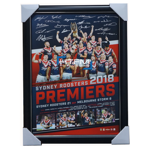 Sydney Roosters 2018 Premiers Nrl Team Signed Official Print Framed Cronk Keary - 3591