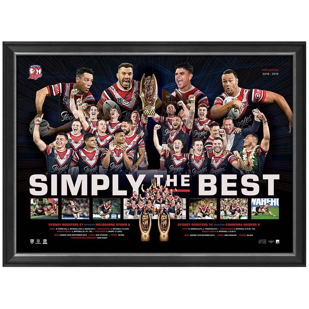 Sydney Roosters 2019 Nrl Premiers Official Framed Sportsprint “simply the Best” - 3838