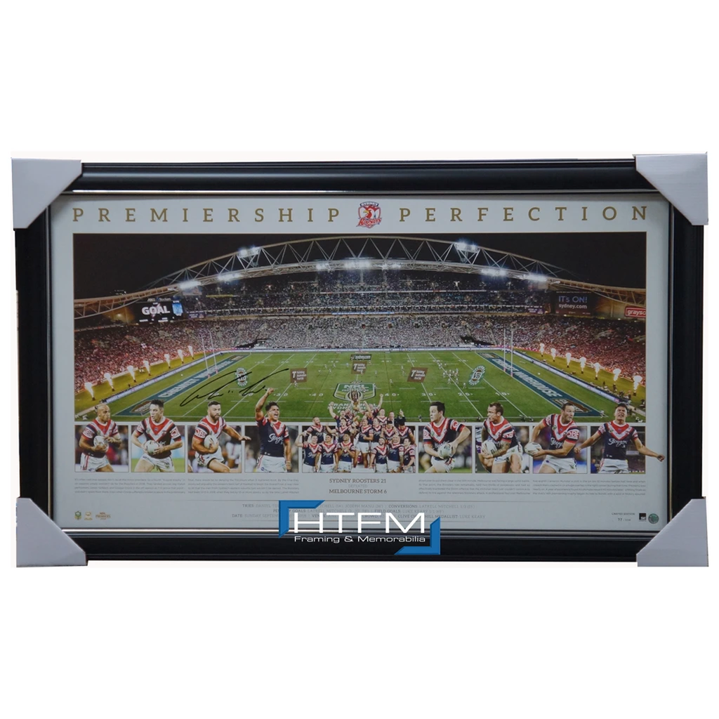 Sydney Roosters Signed 2018 Premiers Official Nrl Panoramic Print Framed - 3510