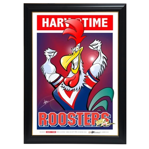 Sydney Roosters, Nrl Mascot Harv Time Print Framed - 4191