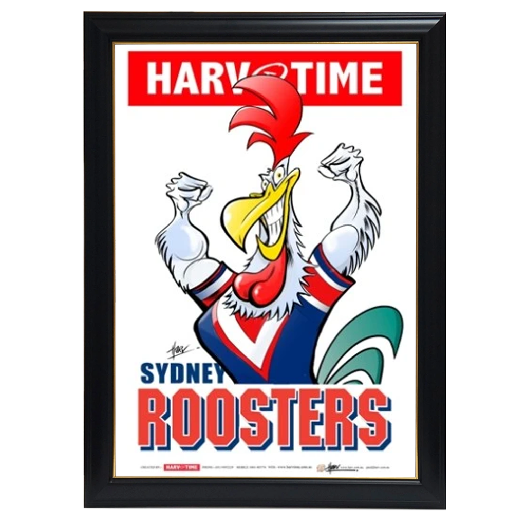 Sydney Roosters, Nrl Mascot Print Harv Time Print Framed - 4129