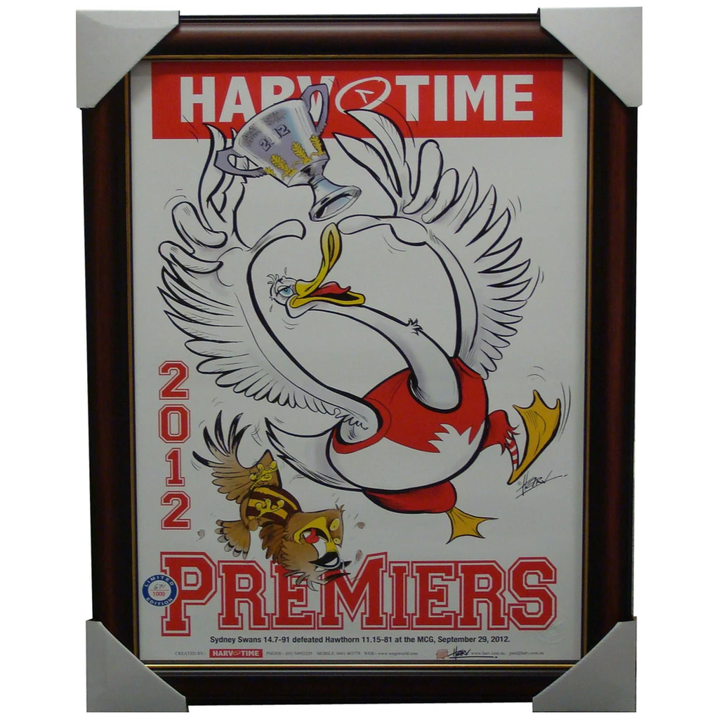 Sydney Swans 2012 Premiers Harv Time Limited Edition Print Framed - 4077